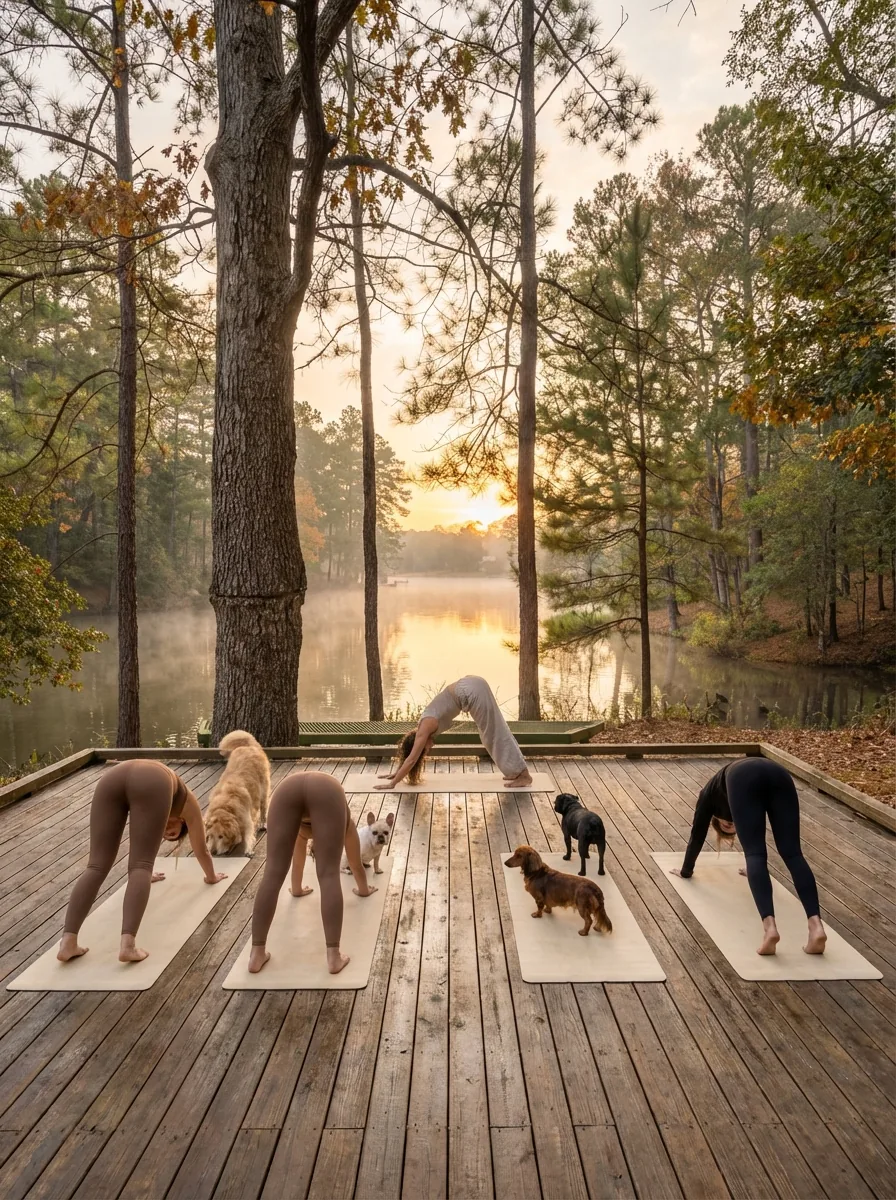 Sunrise Pack Yoga on the lake deck